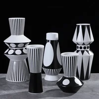 Simple Modern Black White Ceramic Vase Flower Arrangement Container Irregular Geometric Vase Living Room Countertop Decoration 1