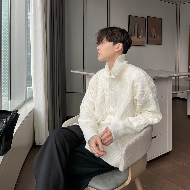Winter KPOP Fashion Style Harajuku Slim Fit Knitwear Loose Casual All Match Outerwear Cardigan Solid Button Long Sleeve Sweaters