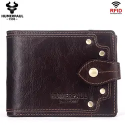 LAREET Genuine Leather Men's Slim Minimalist Wallet with ID Window and Coin Pocket (Coffee)
