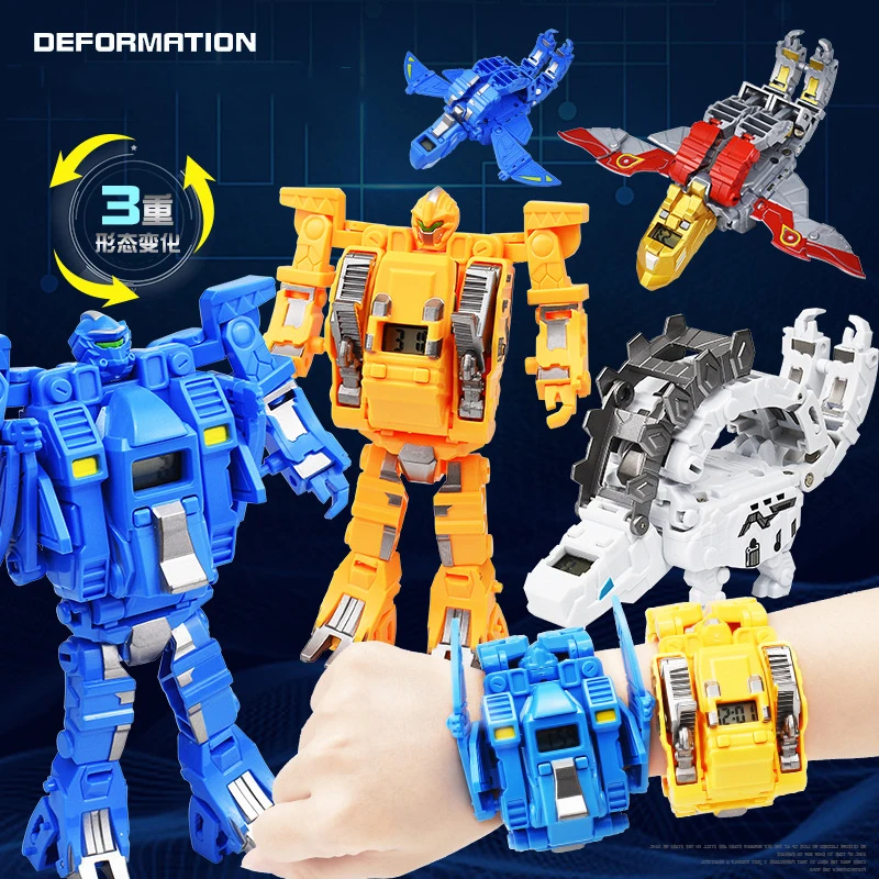 Simulation Mechanical Dinosaur Transforming Robot Electronic Watch Toys Children's Electrical Robots Watches Toys Birthday Gifts