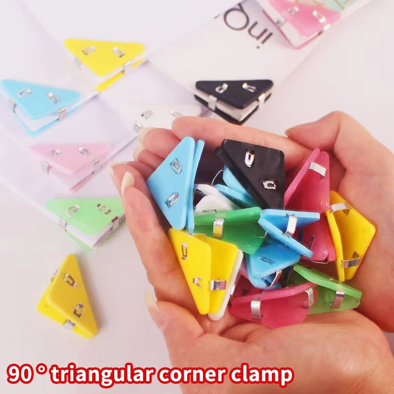 새로운 20pcs 컬러 삼각형 클립 빌 클립 책 종이 코너 클립 책상 보관 선반 문구 사무실 데스크탑 주최자 클립