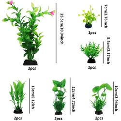 Aquarium Decor 10 - Pack: Lush Green Artificial Plants (10pcs)