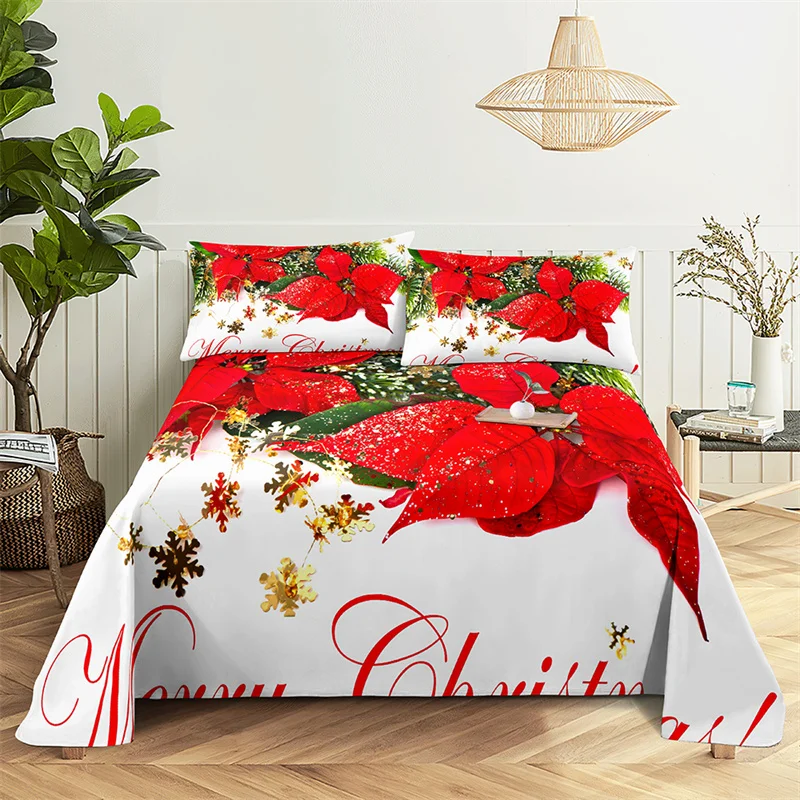 

Merry Christmas Queen Sheet Set Kid's Flat Sheet Boys Girls Bed Sheets and Pillowcases Christmas Gifts Bed Sheet Set Bedding Set