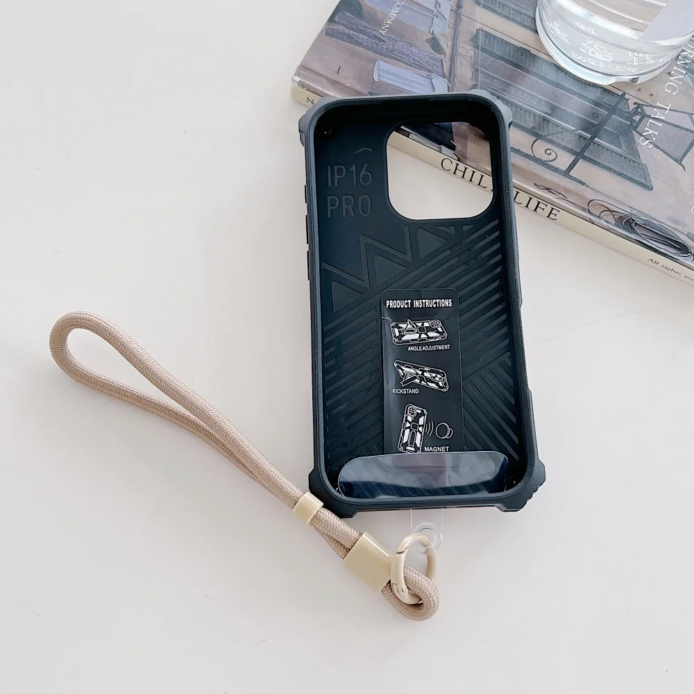 Rugged Magnetic Shockproof Case with Foldable Stand and Wrist Strap