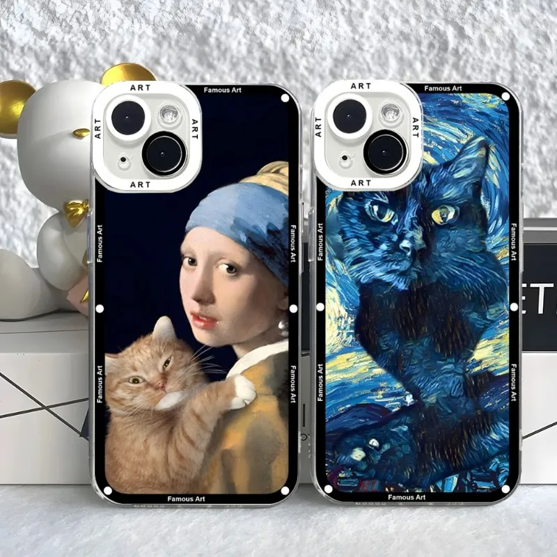 

Famous Paintings And Cat Series Art Phone Case Case For IPhone 14 13 12 11 Pro Max Mini XS X XR SE 7 8 Plus Angel Eyes Cover