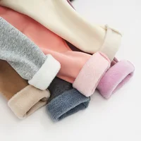 Autumn Winter Babys Girls Tights Cotton Solid Fleece Warm Toddler Girls Leggings Elastic Waist Infant Girls Outwear Bottom Pants 3