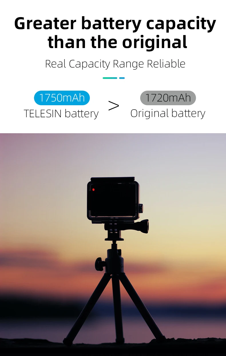 TELESIN Battery 1750mAh for GoPro Hero 10 9 Black Rechargeable Large Capacity No Popup For GoPro Action Camera Accessories