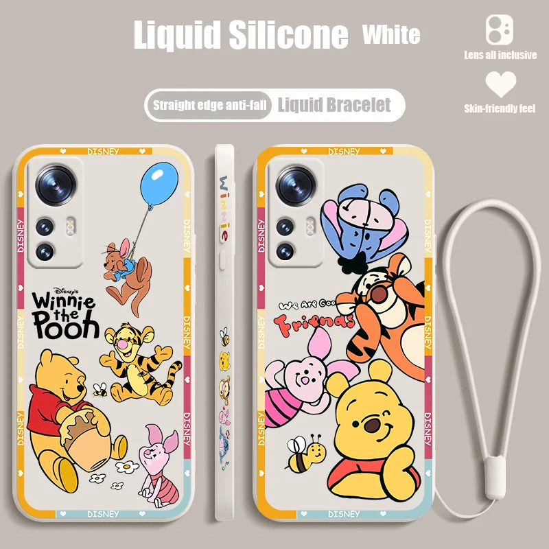 

Disney Winnie Pooh Anime For Xiaomi Mi 13 Lite 12T 12 11T 11i 11 A3 10T 10 CC9E 9 Pro Ultra 5G Liquid Left Rope Phone Case