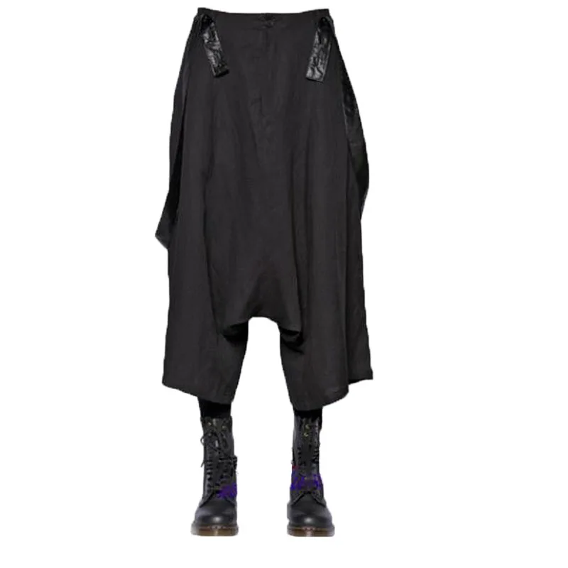 

Men's Low-grade Casual Pants European And American New Fashion Large Loose Low-grade Loose Eight Point Wide Leg OverallsL