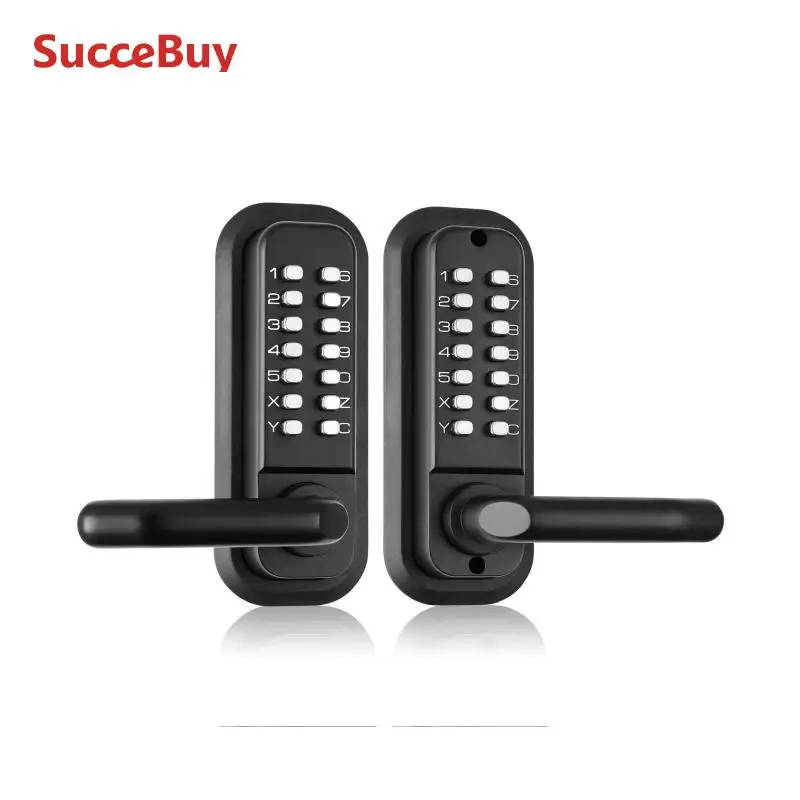 Window Door Locks SucceBuy Mechanical Keyless Entry Door Lock Single/Double-Sided 14 Digit Keypad and Handle Embedded