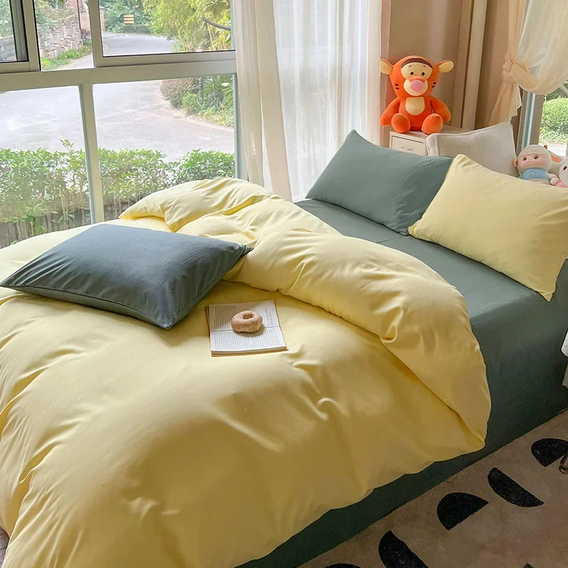 

4pcs Bed Linen 2 Bedrooms Sheet Set Comforter Cover for Double Bedding Bedspreads Twin Queen Size Nordic Aesthetic Sleeping Kids