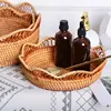 Hand-Woven Storage Basket Rattan Storage Tray Wicker Baskets Bread Fruit Food Breakfast Display Box Handicrafts Home Decoration 2