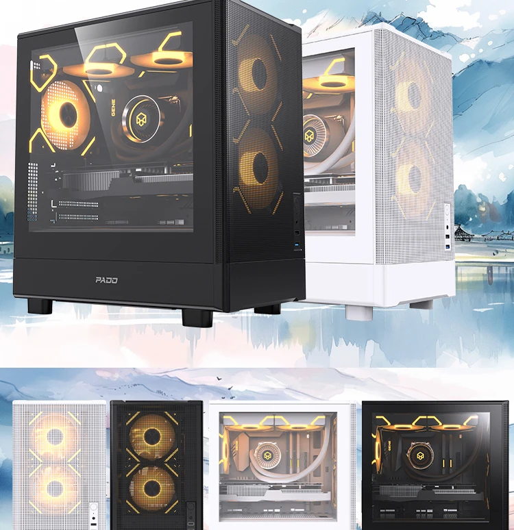 Computer Case Desktop DIY Itx Case Side Transparent Tempered Glass Water-cooled Gabinete PcM-ATX Case Gabinete Gamer 7