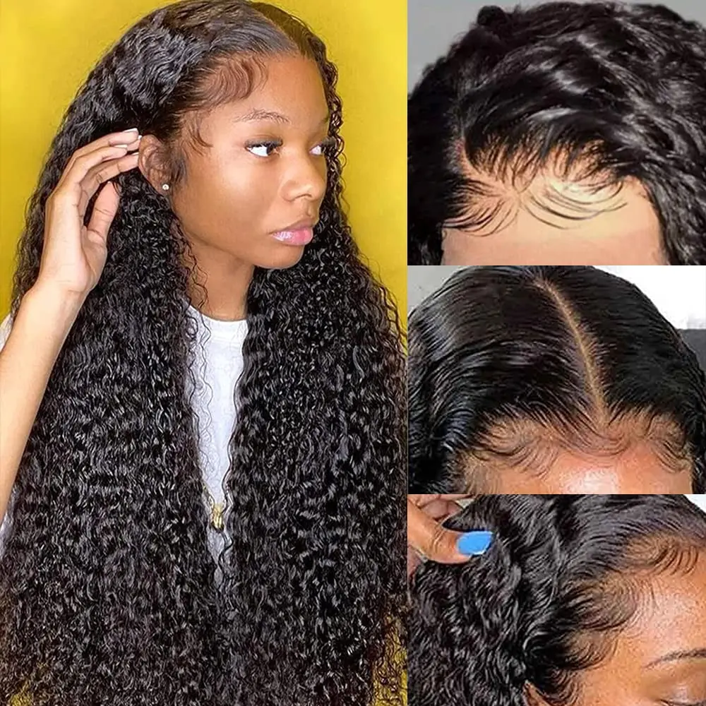 5x5 Jerry Curly Human Hair Wig Transparent 13x4 Lace Front Wig Human Hair Glueless Wigs Pre Bleached Wigs for Women Pre Plucked