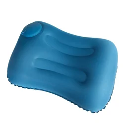 Compact Inflatable Travel Pillow - Ergonomic Neck and Waist Cushion for Home, Office, and Travel (Milk Silk- Blue)