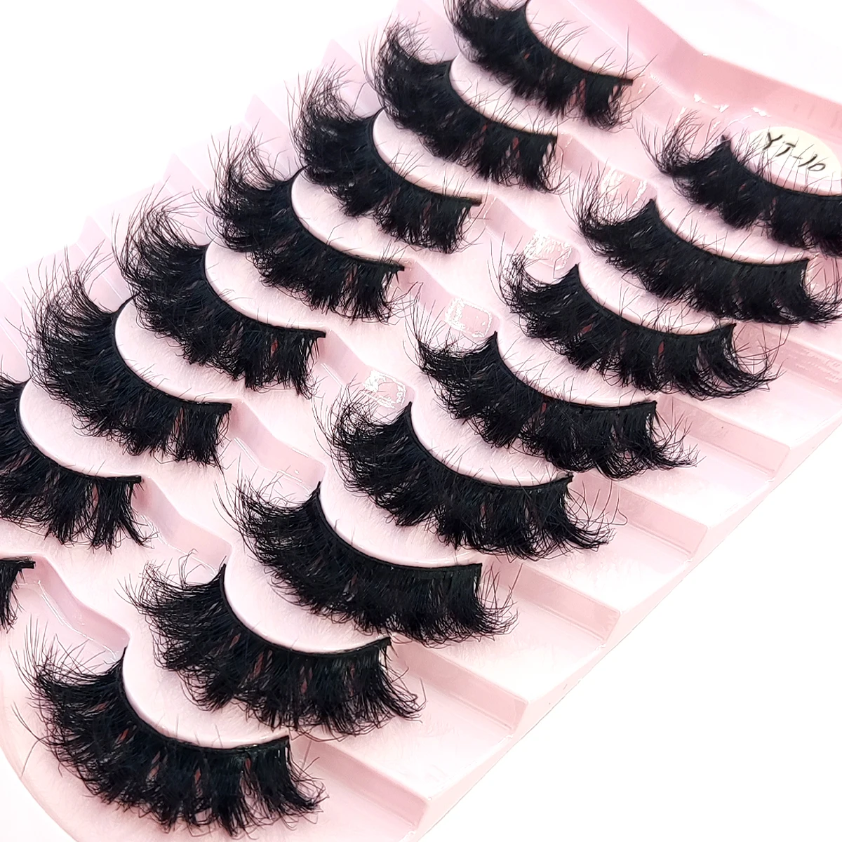 HBZGTLAD 5/8 Pairs of Natural Russian Striped Mink Lashes 3D False Lashes Volume Wavy False Lashes Eyelash Extensions Makeup