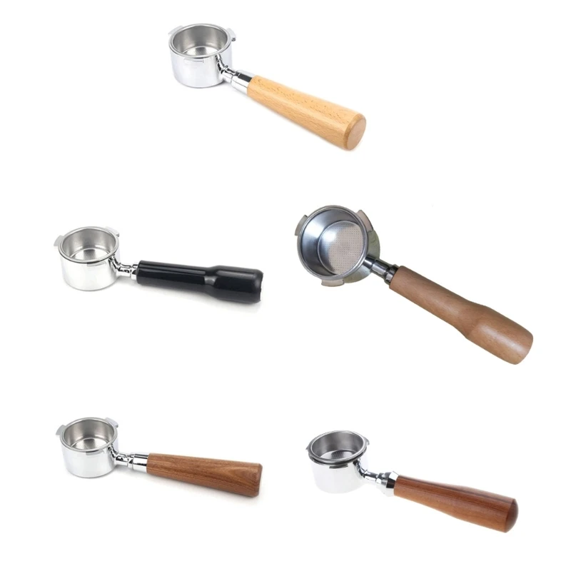 

51mm Coffee Machine Filter Holder ECO680 685 Bottomless Portafilter with Wooden Handle Replacement Accessory