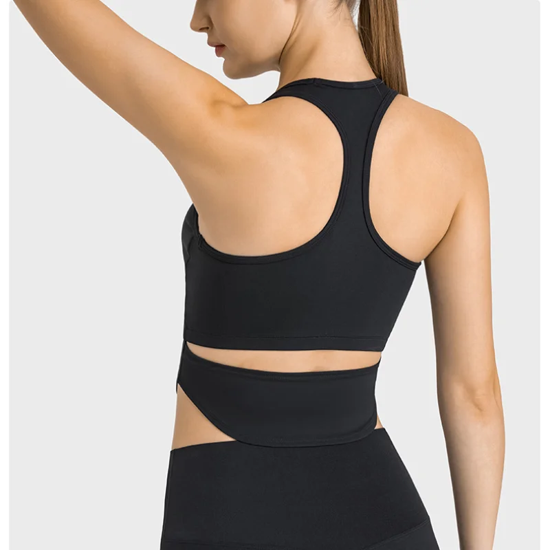 Solid Color Women Sports Bras Gathered Without Steel Ring Running Vest Fitness Front Zipper Sexy Shockproof Underwear