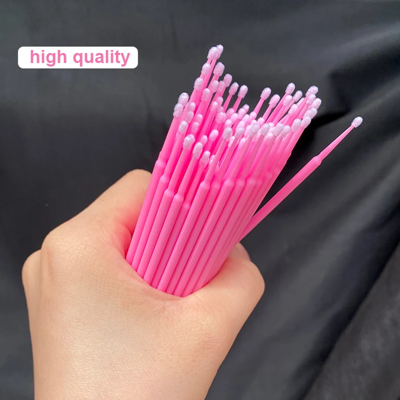 100Pcs Eyelash Cleaning Brush Lash Extension Micro Cotton Swab Individual Eyelashes Microbrush Beauty Makeup Clean Remover Tools