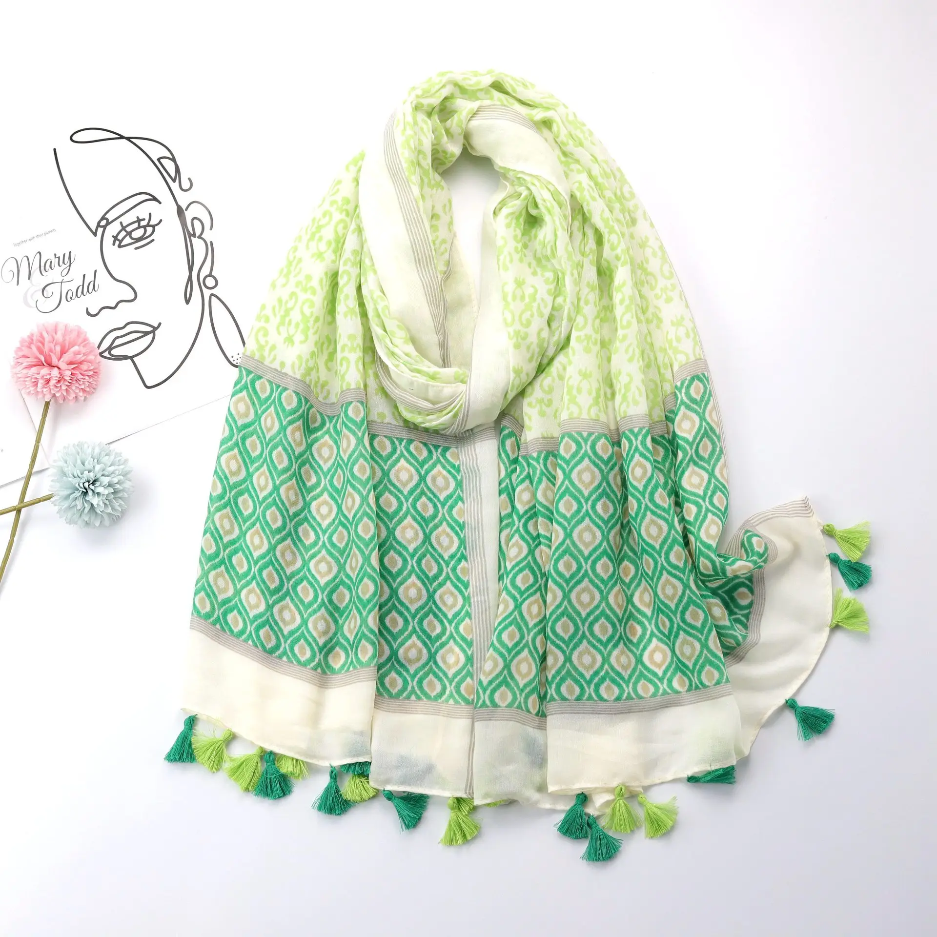 2022-spring-vintage-flower-pattern-tassel-scarf-shawls-long-soft-floral-wrap-hijab-scarves-5-color-free-shipping