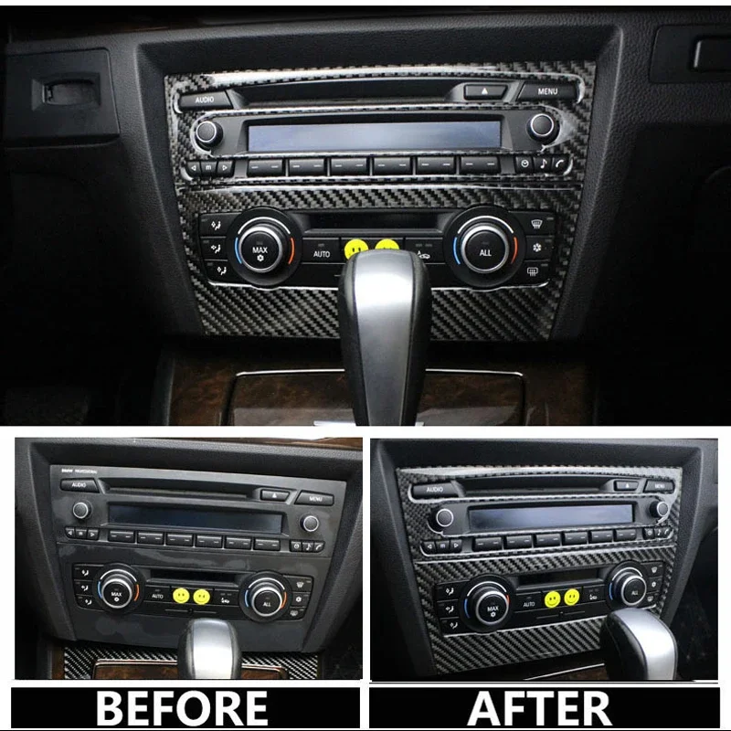 Carbon fiber Car Center Console Air conditioning CD Panel Cover Trim Frame Sticker Auto Accessories For BMW 3 Series E90 E92 E93