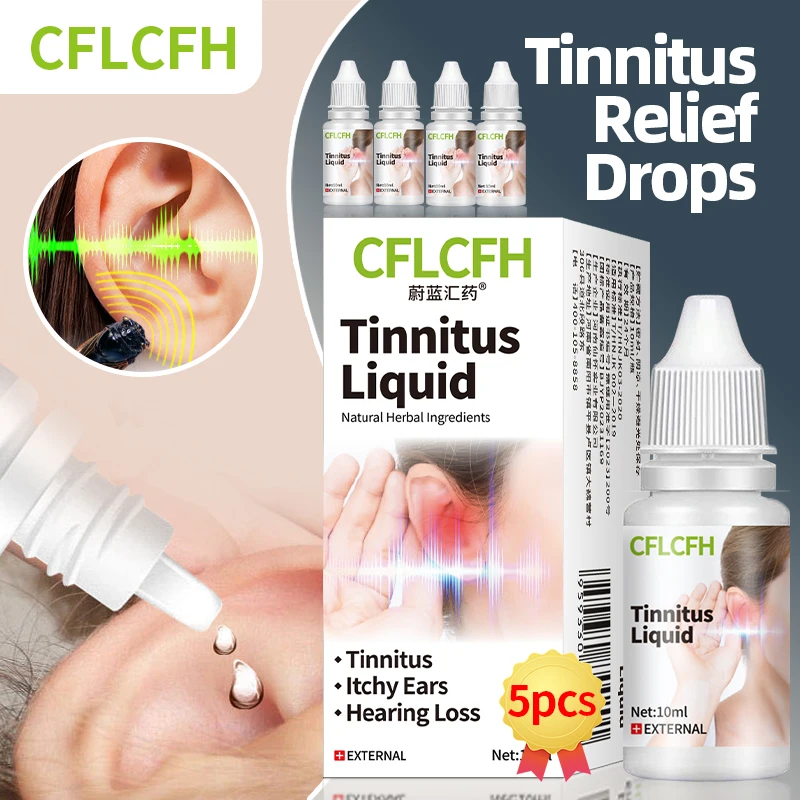 

Tinnitus Treatment Ear Drops Ear Ringing Liquid Hearing Loss Deafness Earache Itchy Pain Relief Health Medicine 3/5bottles