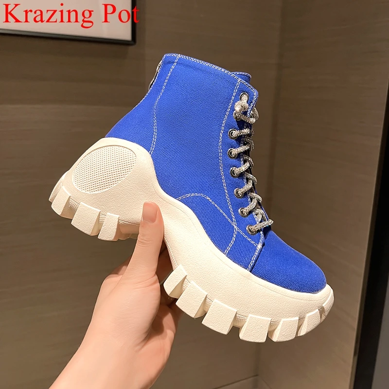 

Женские джинсовые ботильоны на молнии, с круглым носком