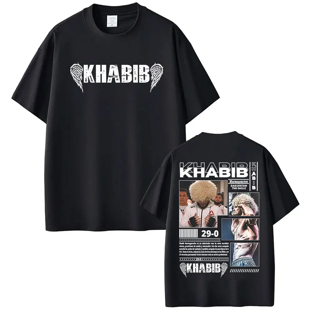 Khabib Nurmagomedov Fighting Graphic T-Shirts Herrenbekleidung Harajuku Retro Kurzarm-T-Shirt Baumwolle Lose übergroße T-Shirts