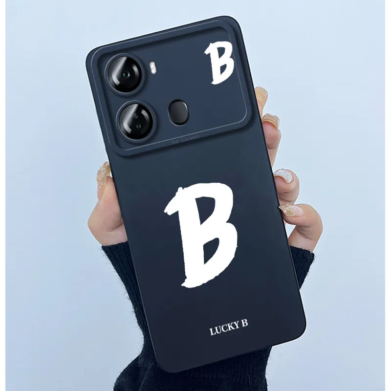 Lucky Initial Letter Soft Matte Silicone TPU Shockproof Phone Case