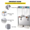 VEVOR Commercial Beverage Dispenser 18L 1/2/3 Tank Cold Beverage Dispenser Stainless Steel Juice Dispenser Thermostat Controller 6