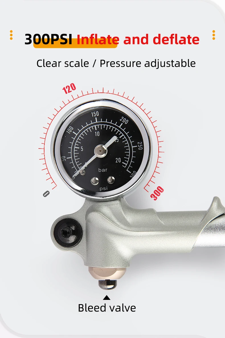 GIYO Fahrrad Schock Suspension Pumpe 300psi Hohe-druck mit Manometer Berg Aluminium Bike Gabel & Hinten Suspension MTB Shoc – Detail 40