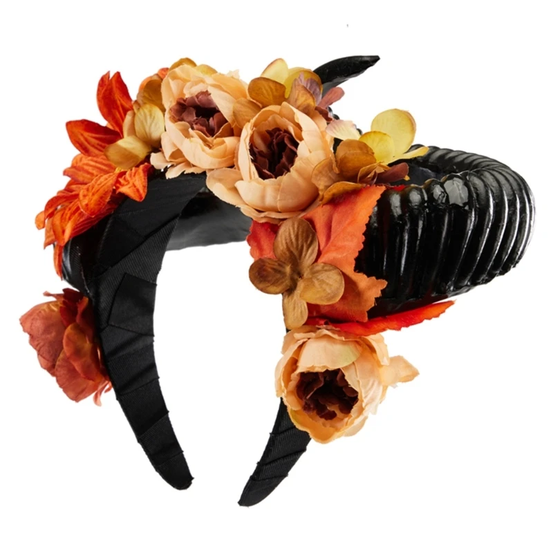 

Resin Headbands with Flower Detail Halloween Costume Add Charm to Your Hairstyle Party Supply for Women and Girl