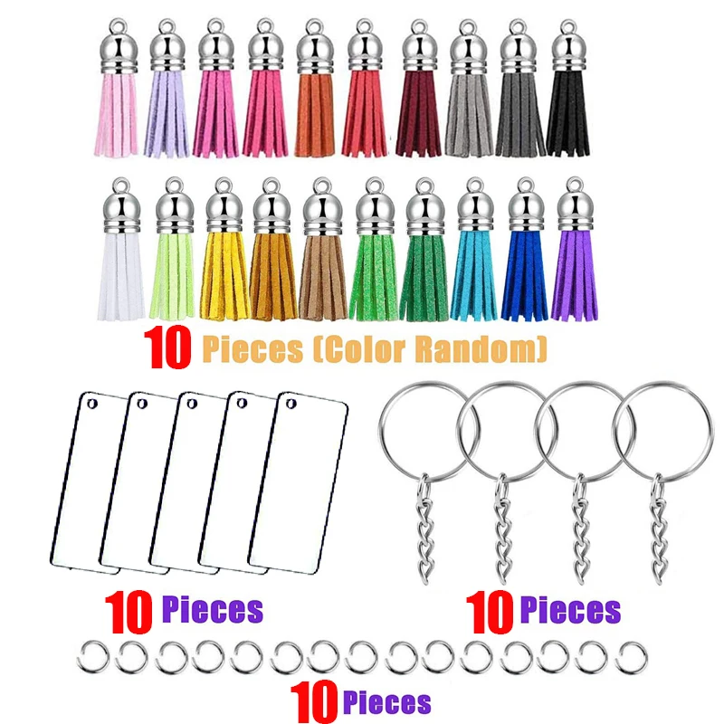 150pcs Clear Blank Keychains Kit Acrylic Keychain Blanks Key Chain Rings  and Jump Rings for Crafting Vinyl Projects DIY Supplies