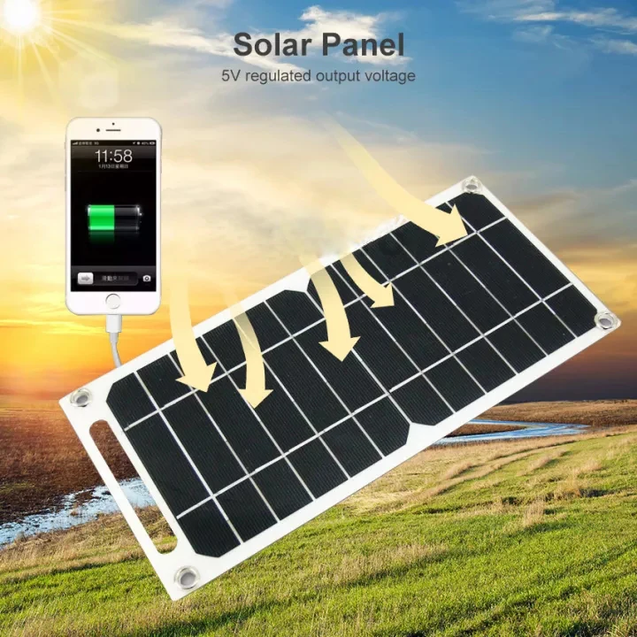 Solar Panel 5V Monocrystallin Flexible Portable Outdoor Waterproof Solar Cell Car Ship Camping Hiking Travel Cell Phone Charger