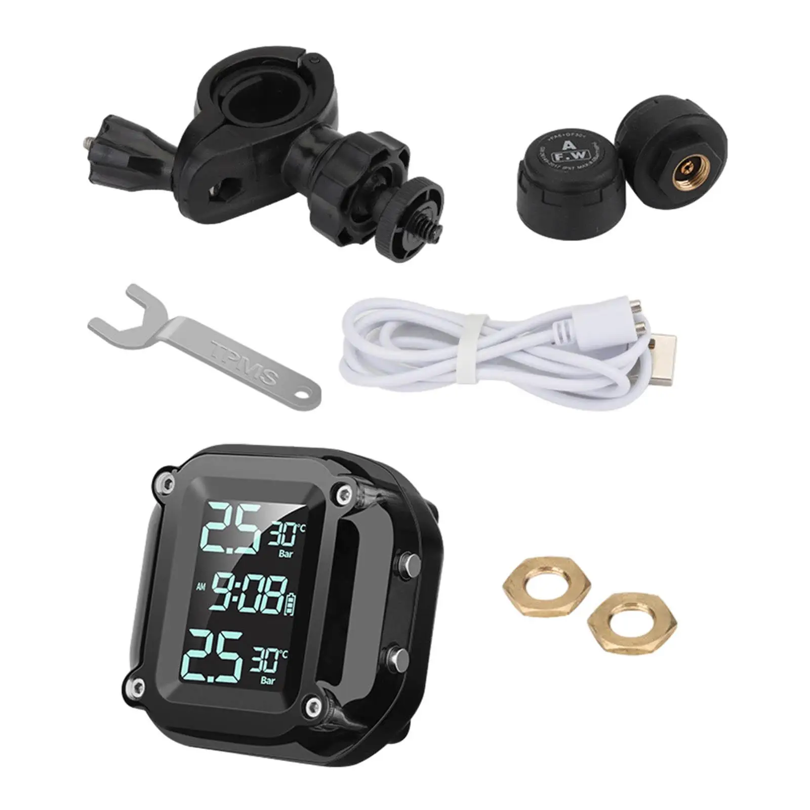 

Двухколесный мотоциклетный TPMS M5, внешний Многофункциональный аксессуар, меньшая мощность, легкий, прочный, USB зарядка, водонепроницаемый