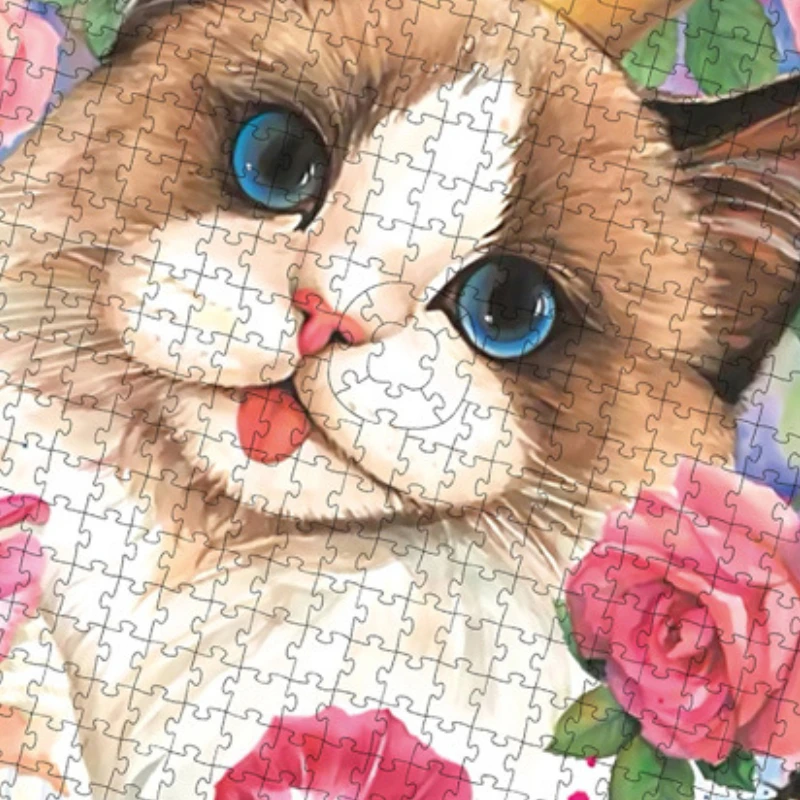 High Quality 57*57cm Paper 500pcs Shaped Jigsaw Puzzles Ragdoll Cute Animals Painting Stress Reducing Toys Christmas Gifts