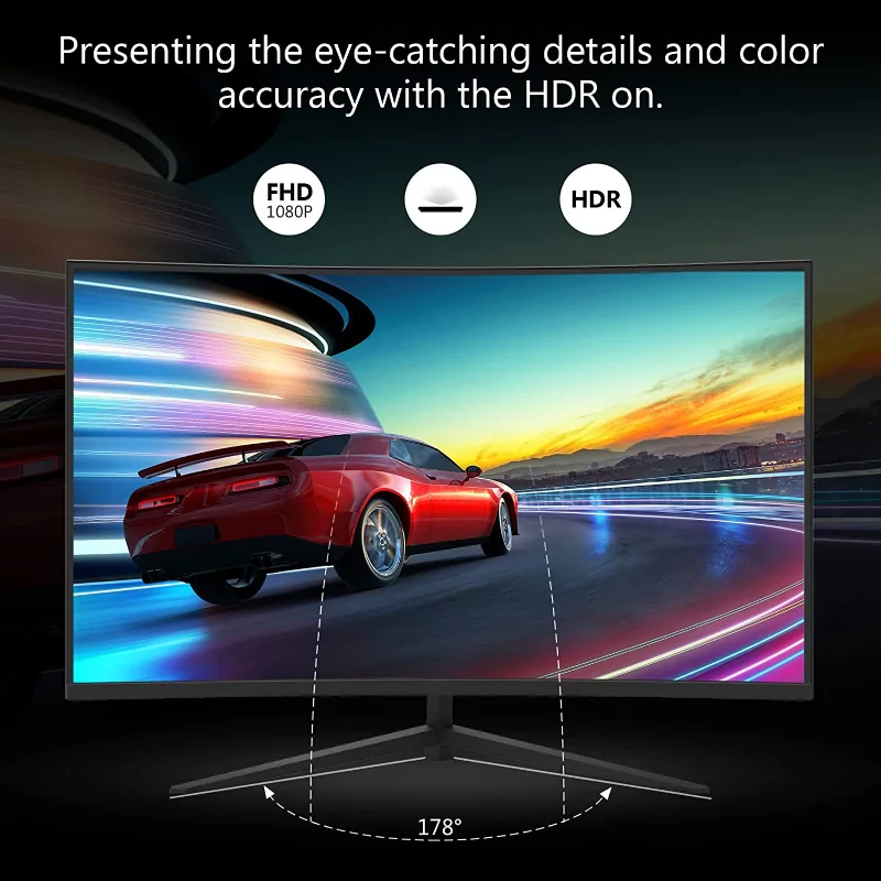 Monitor de Pc de fábrica, pantalla curvada 4K de 24 pulgadas, 1080p, LCD  completo para juegos - AliExpress