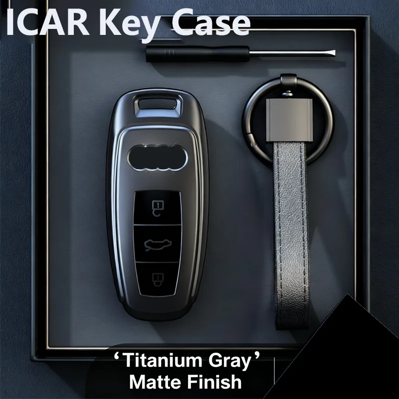Titangrau für Audi A3 A4 B9 A6 C8 A7 S7 4K A8 D5 S8 Q7 Q8 SQ8 E-tron Autoschlüsseletui Abdeckung Fob Zubehör