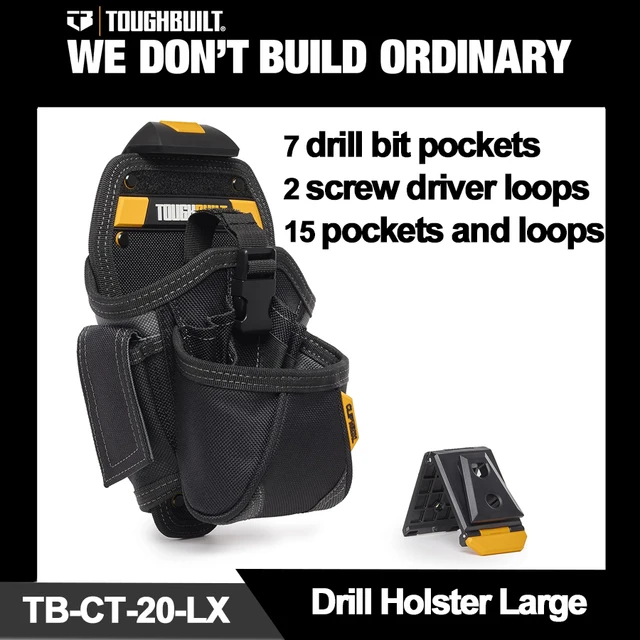 ToughBuilt Drill Holster - Portatrapano Da Cintura Con 3 Tasche E Ganci Per Moschettone - Foto 10