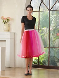 Vibrant Women's Rainbow Tulle Skirt with High Elastic Band - Multi - Layered Party Tutu (Rainbow 1)