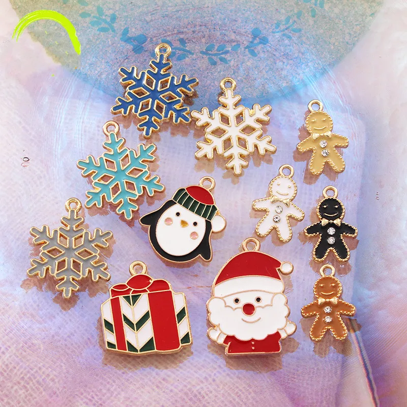 

20pcs Cute Enamel Christmas Snowflake Charms Pendants for Jewelry Making Gold DIY Necklaces Earrings Handmade Craft Accessories