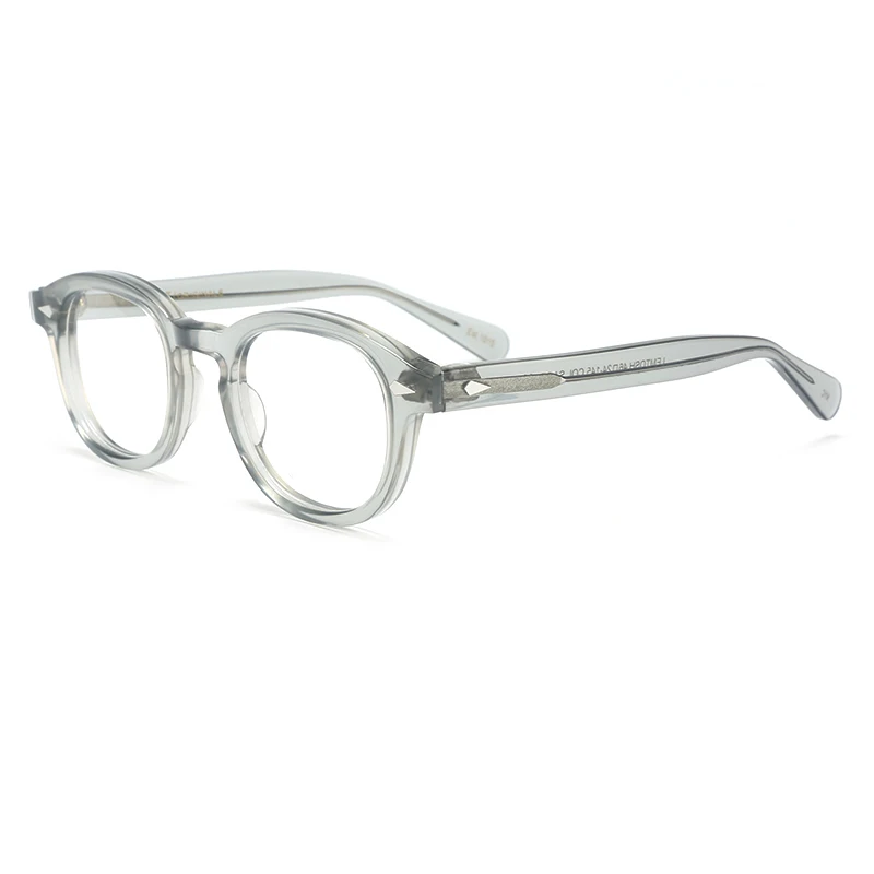 Herren-Brillengestell im Johnny-Depp-Stil mit transparenten Gläsern, Designer-Computerbrille für Männer, rund, Vintage – Detail 8