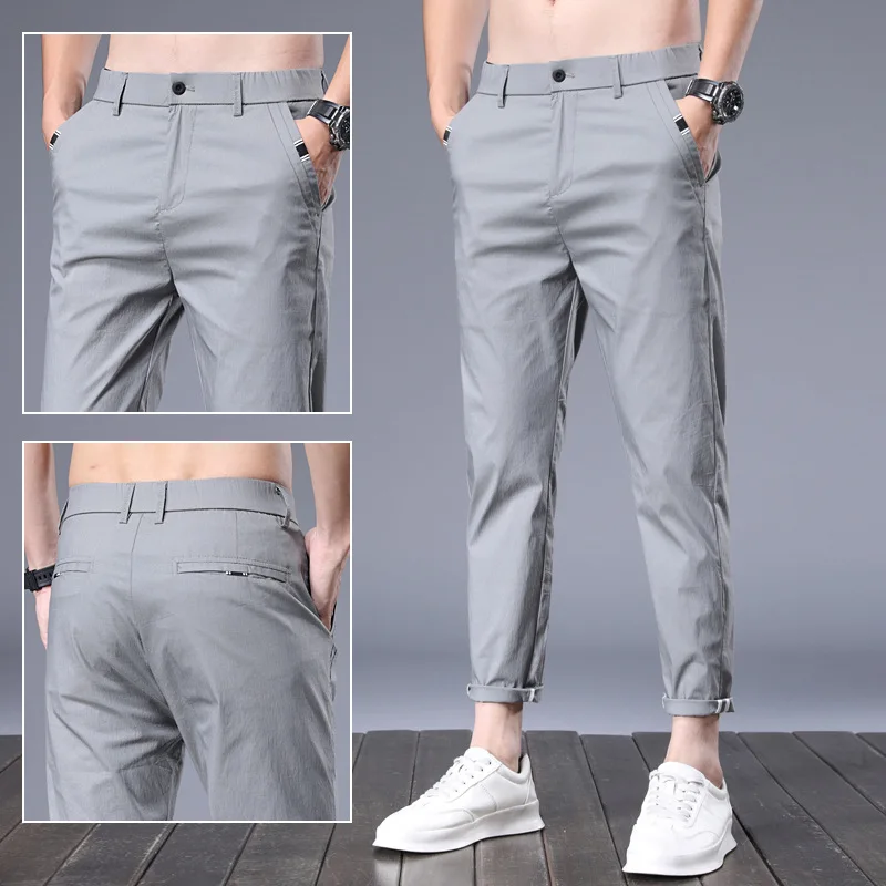 

2022 Summer New Ice Silk Quick Drying Casual Pants Men's Loose Versatile Pants Sport Slim And Comfortable Fat Thi Men's Trousers