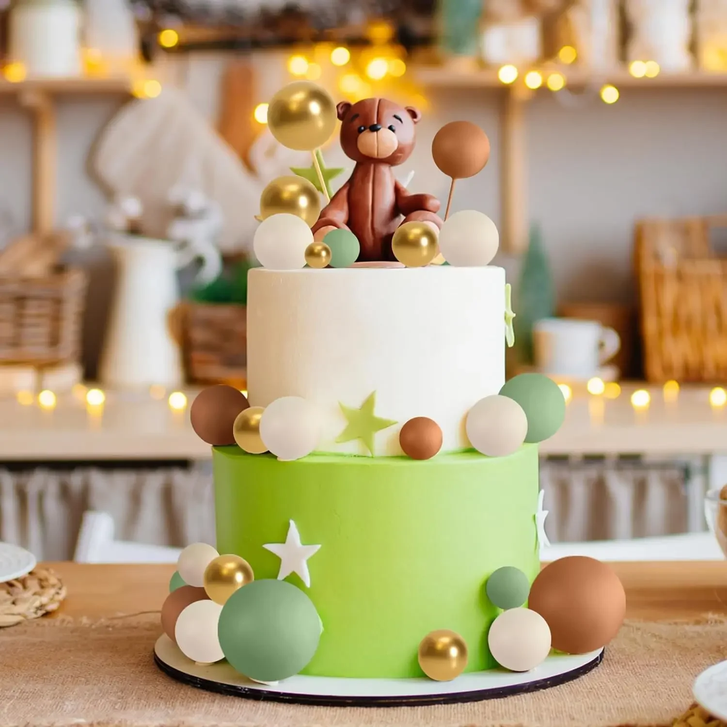 32 Stück Kugel-Kuchenaufsatz, Dekorationen, Mini-Luftballons, Kuchenaufsatz, Sticks, Schaumstoff-Kugeln, Kuchen-Picks, Kuchendekorationen – Detail 5