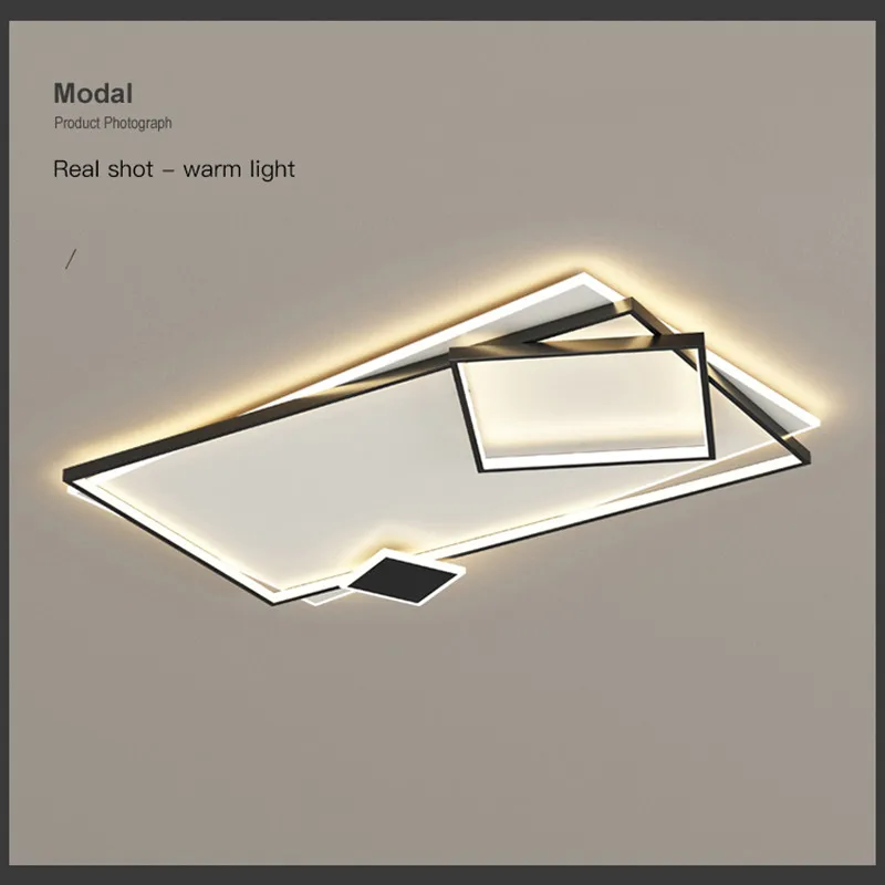 

Modern Led Ceiling Lamp Rectangle Design Chandelier For Living Room Bedroom Dining Room Lounge Nordic Style Remote Control Light