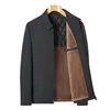 Spring Casual Business Men Jacket Fleece Coats Slim Turn Down Collar Zipper Simple Middle-Aged Elderly Clothes Office Outerwear 1