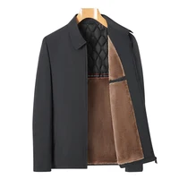 Spring Casual Business Men Jacket Fleece Coats Slim Turn Down Collar Zipper Simple Middle-Aged Elderly Clothes Office Outerwear 1