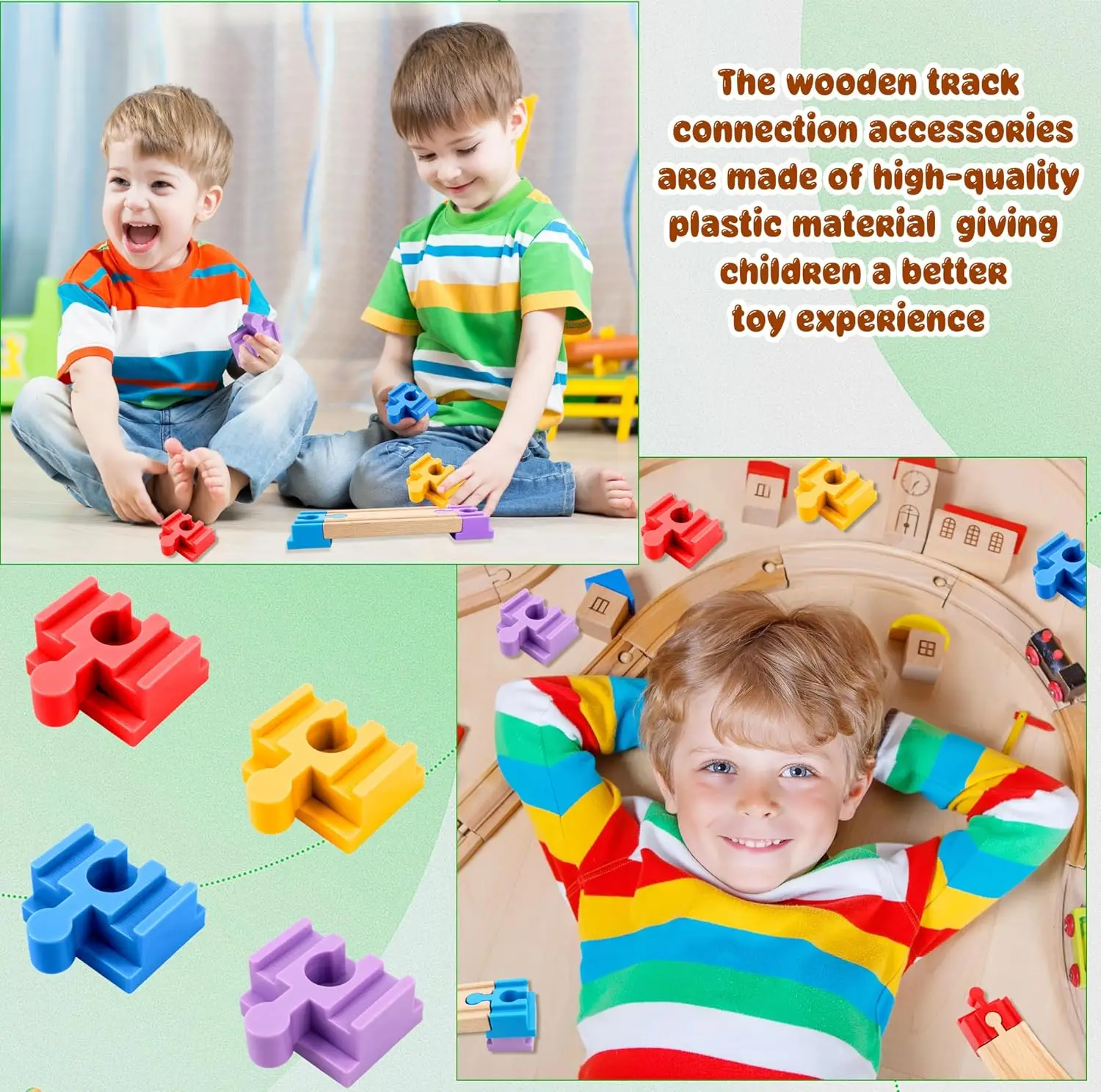 NEW Wooden Train Track Accessories Rail Train Connectors For Wooden Tracks Adapter For Bulid Wood Toy Set Children Birthday Gift - Image 3