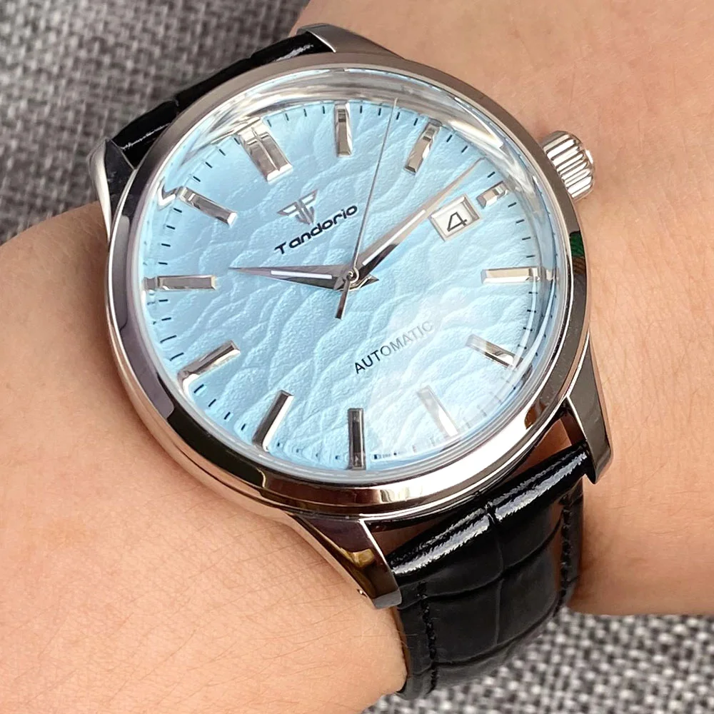 Mechanical Watch NH35AA Automatic Watch Men 200m Waterproof Wristwatch Double Domed Sapphire Crystal Tandorio Dive Clock Date Leather Band