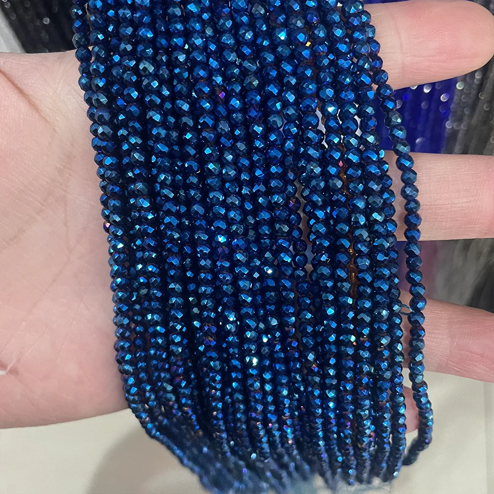 Faceted Crystal Glass Small Round Beads